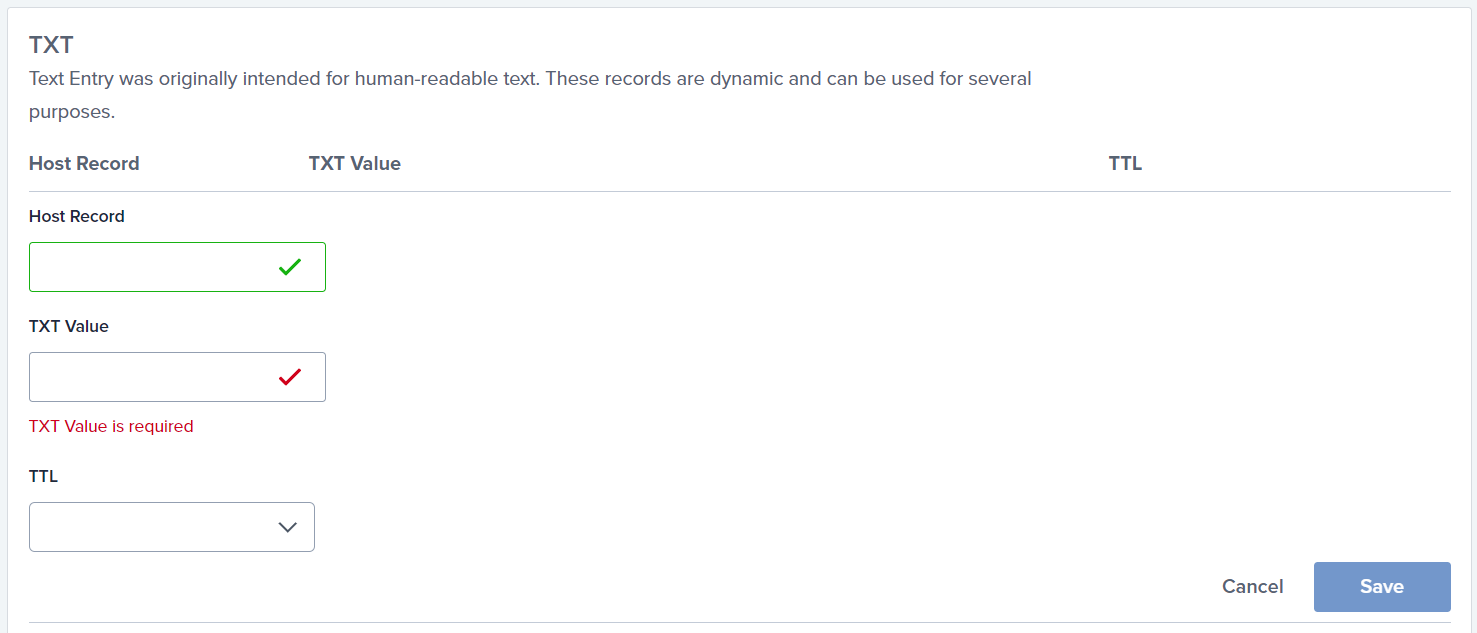 Adding a TXT record in Bluehost. 