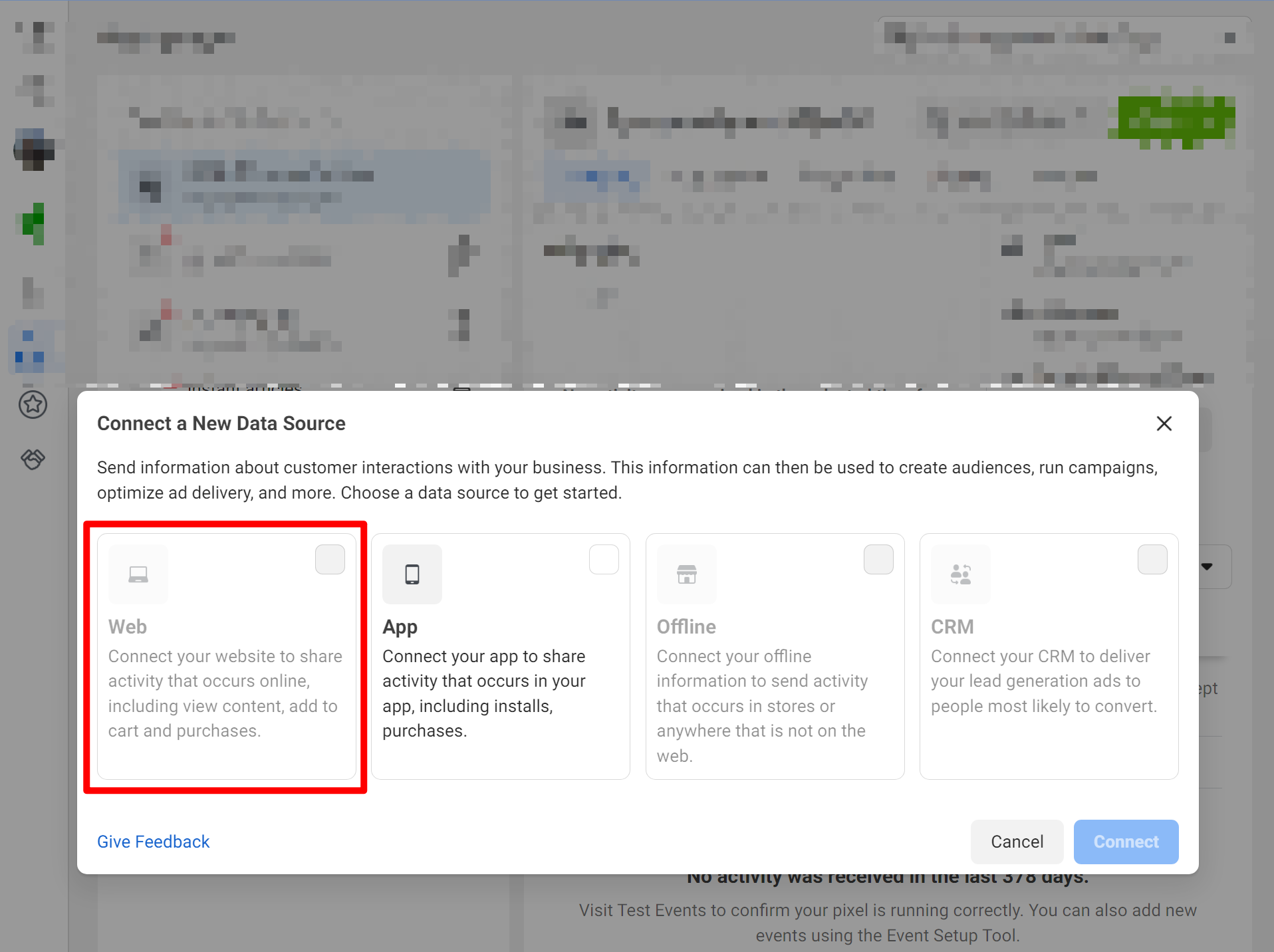 Create a new Facebook Pixel