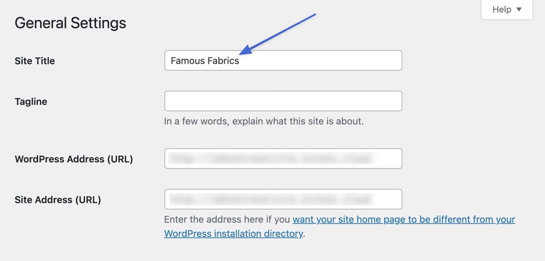the site title field 