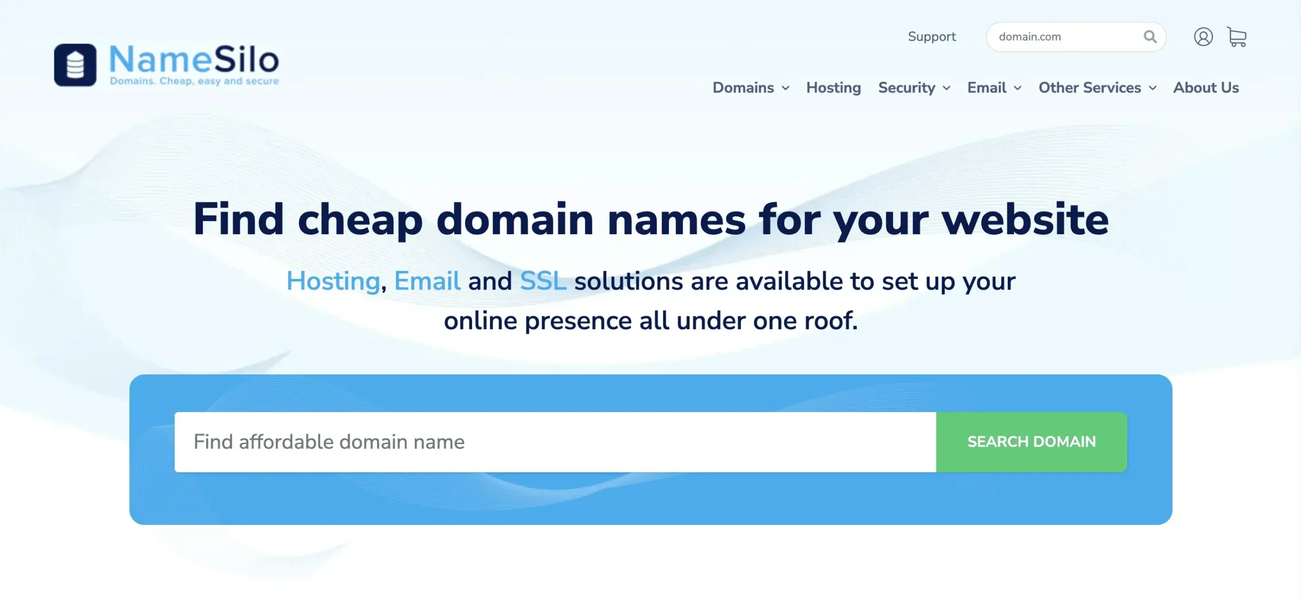 NameSilo registrar page.