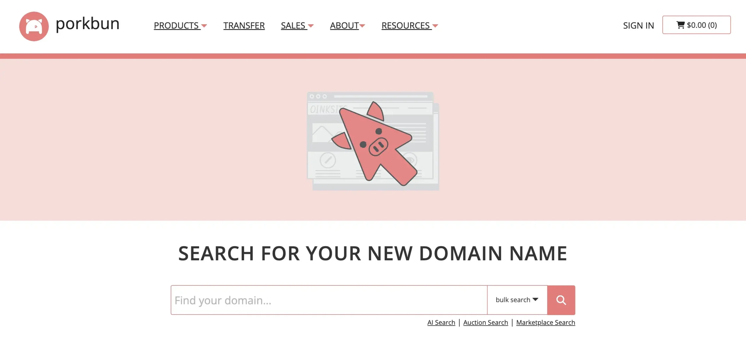 Porhbun registrar page.