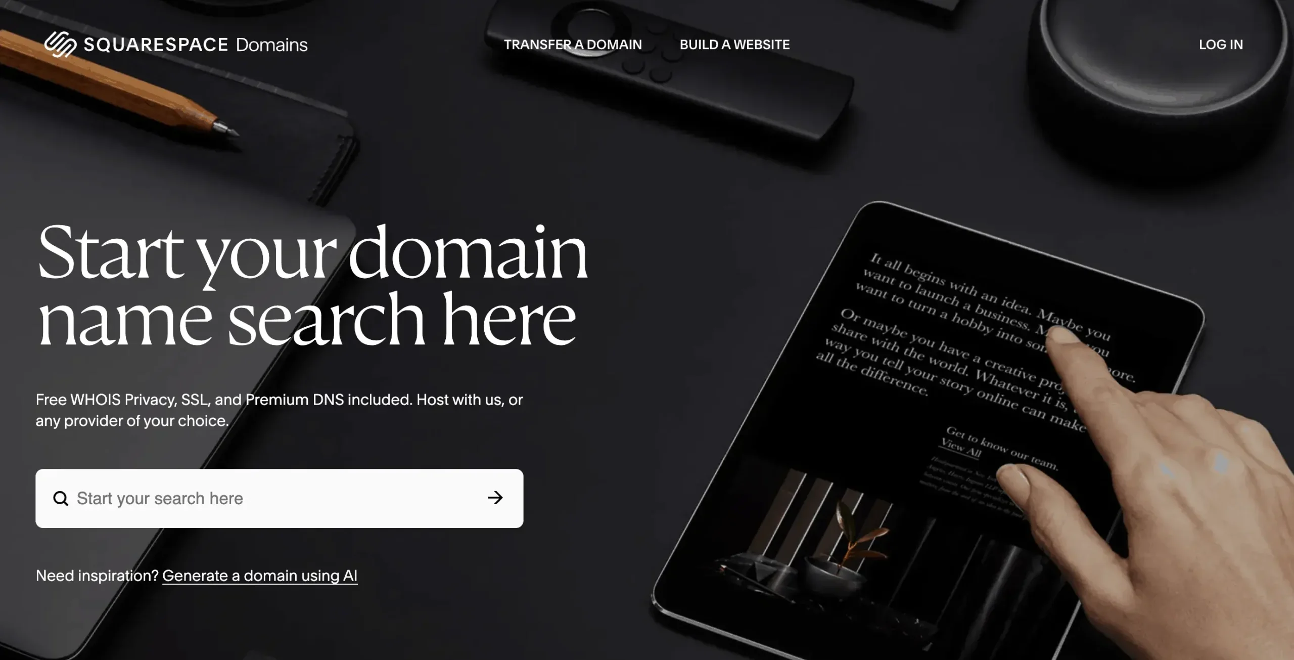 Squarespace Domains landing page.