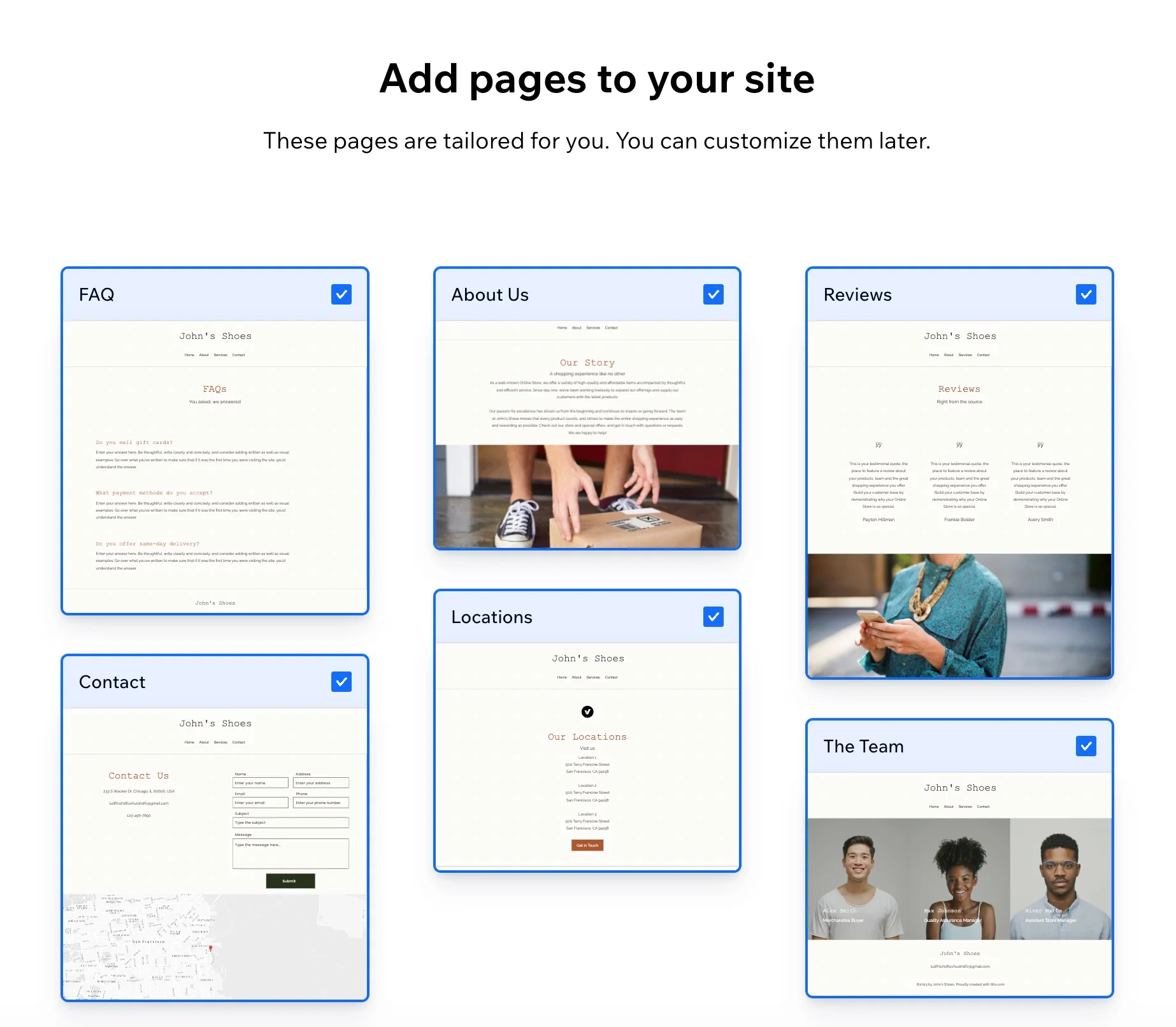 Wix Website Editor john s shoes 2